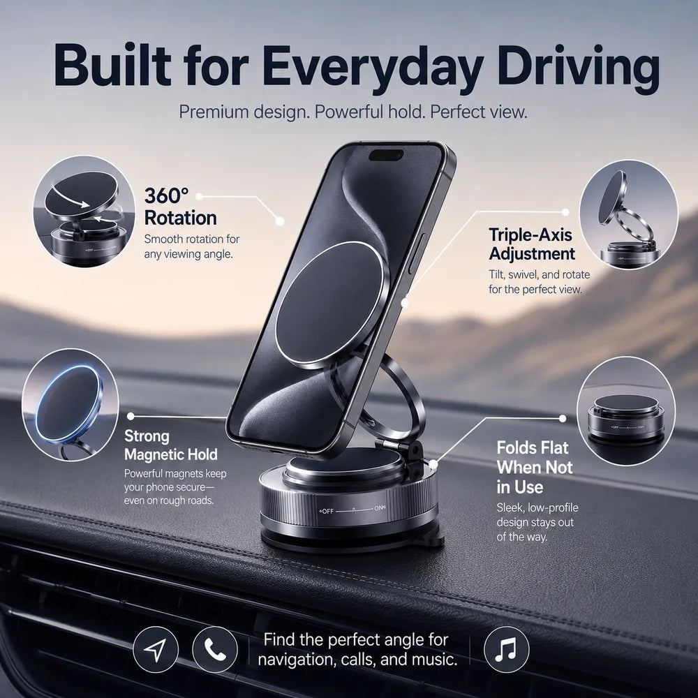 Detailed foldable magnetic phone mount features