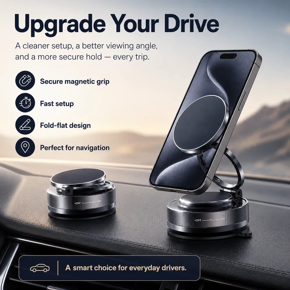 Magnetic phone mount for a cleaner and more adjustable driving setup